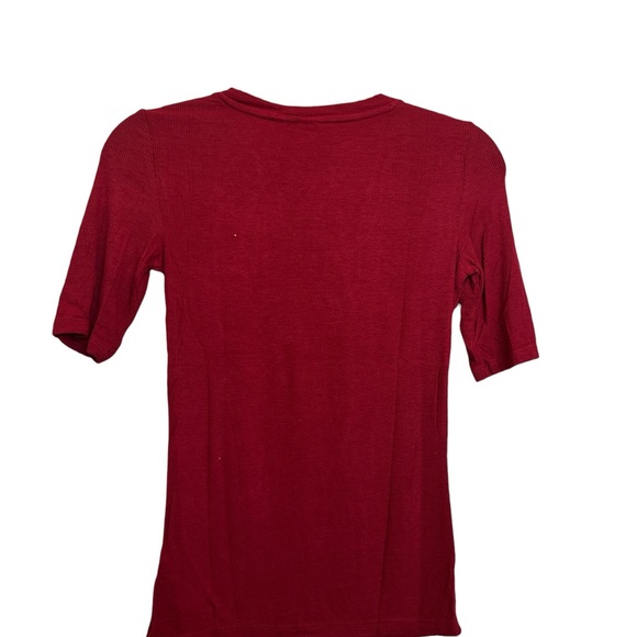 GAP Ribbed Short Sleeve Crewneck Top – Red, XS - Picture 3 of 3
